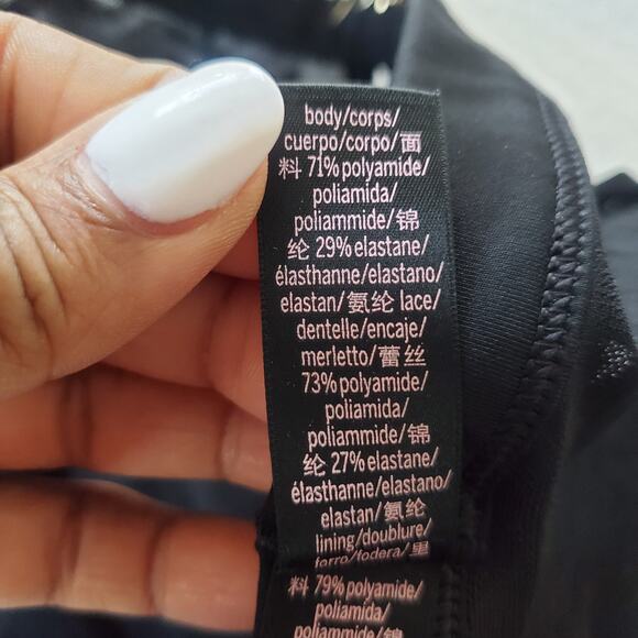Victoria's Secret Black Performance Sheer Crop Top Sports Bra Leggings Set S 7/8 - Picture 6 of 12
